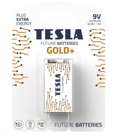Batteria alcalina TESLA 9V GOLD+ 6LR61/9V  8594183392240