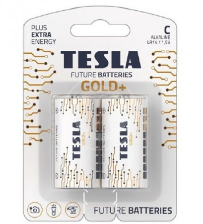 Batterie alcaline C - mezza torcia TESLA 1,5V GOLD+ LR14 (2 pezzi) 8594183396590